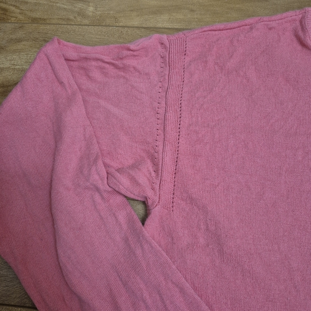 Talbots Womens Feminine Boho Relaxed Fit Pink Tasseled Blend Sweater Size Medium - Picture 5 of 9